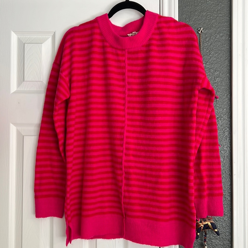 NWT Pink & Red Strip Tunic Sweater